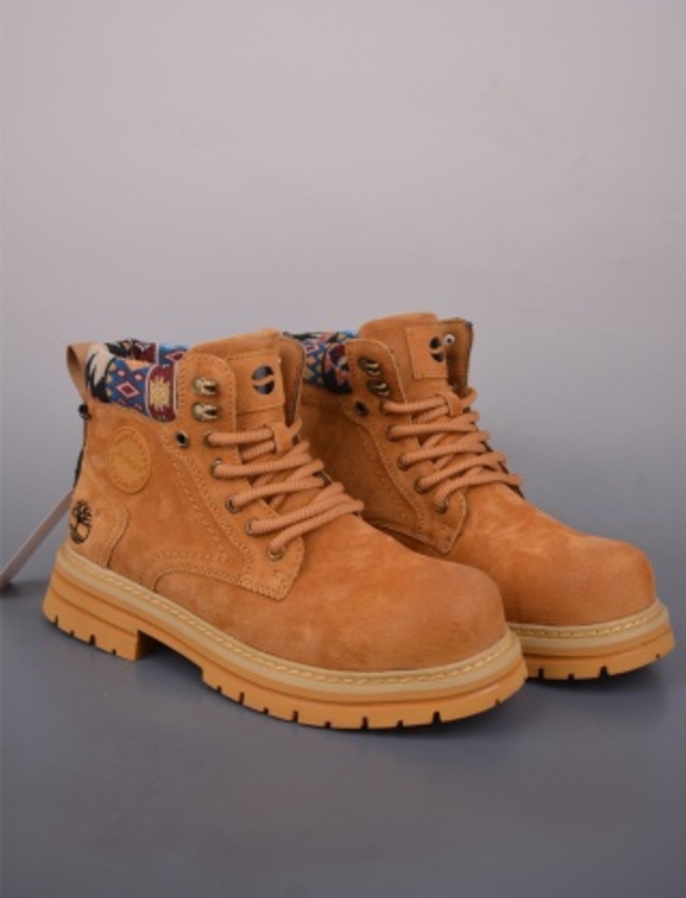🥾Timberland🥾Wheat‑Tan High Top Combat Boots Boho Inner Trim